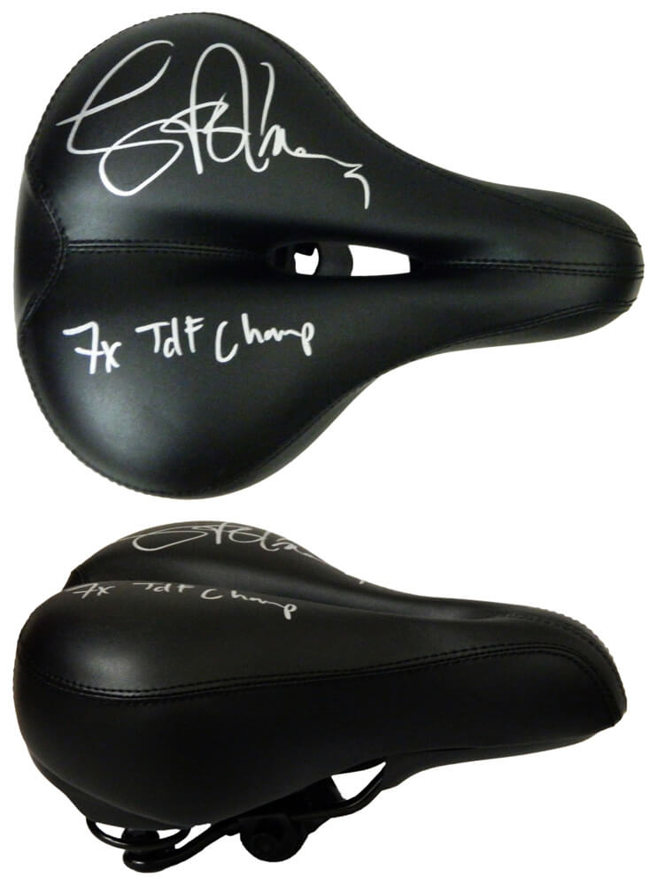 Lance Armstrong Signed Black Cycling Bike Seat w/7x TDF Champ - ARMOTH501 - Lance Armstrong Signed Black Cycling Bike Seat w/7x TDF Champ product image