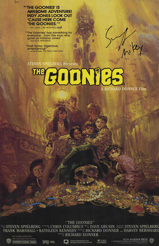 Sean Astin Signed Goonies 11x17 Movie Poster w/Mikey - ASTPST500 - Sean Astin Signed Goonies 11x17 Movie Poster w/Mikey product image
