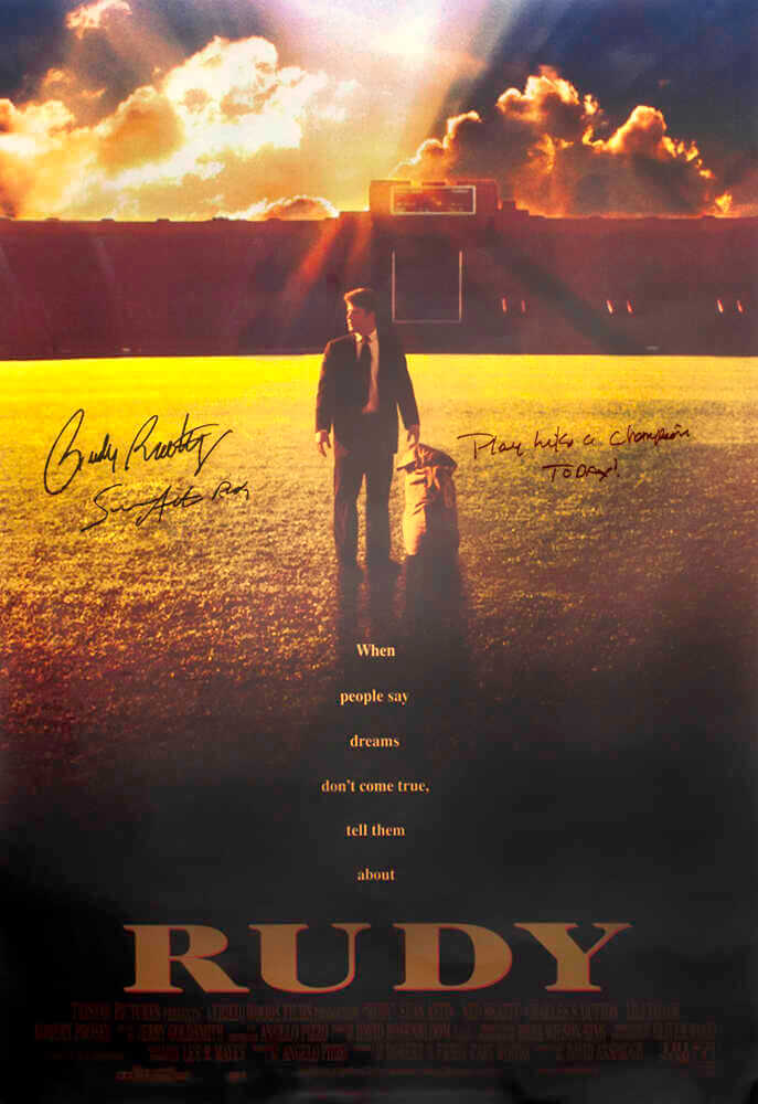 Sean Astin & Rudy Ruettiger Dual Signed Rudy 27x40 Full Size Movie Poster w/Play Like A Champion Today, Rudy - ASTPST511 - Sean Astin & Rudy Ruettiger Dual Signed Rudy 27x40 Full Size Movie Poster w/Play Like A Champion Today, Rudy product image