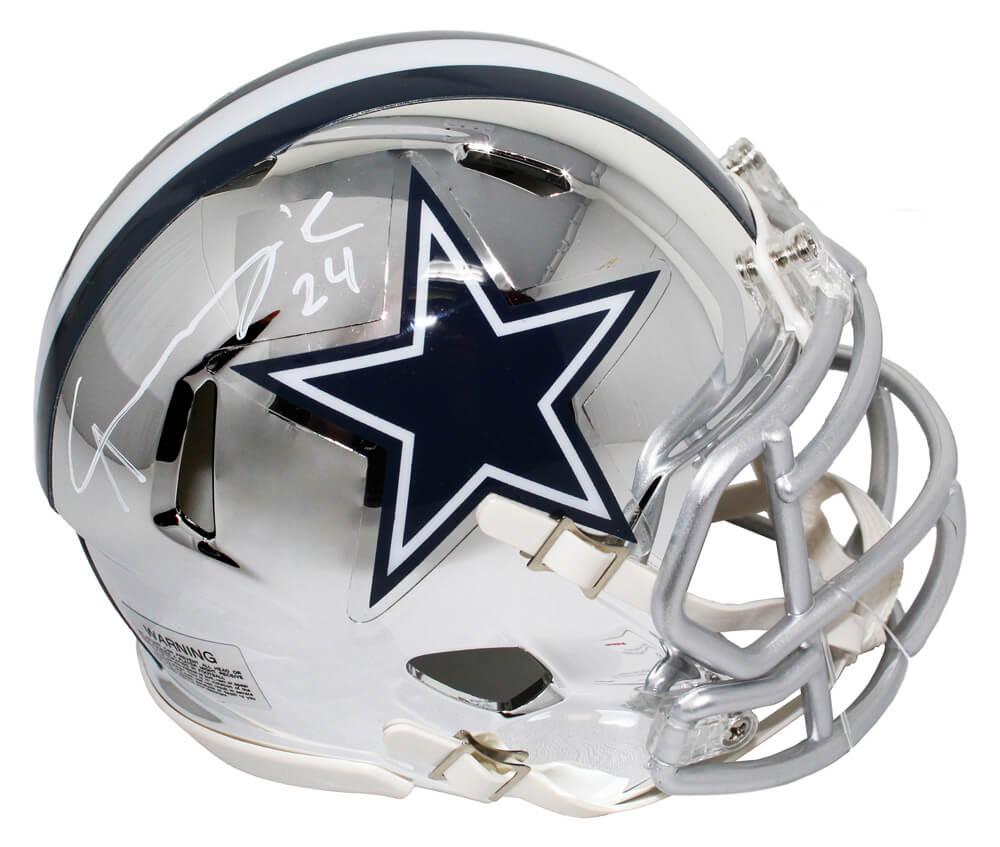 Chidobe Awuzie Signed Dallas Cowboys Chrome Riddell Speed Mini Helmet - AWUMIN301 - Chidobe Awuzie Signed Dallas Cowboys Chrome Riddell Speed Mini Helmet product image