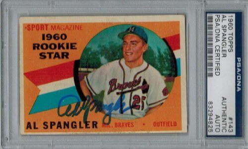 Al Spangler Signed Autographed Braves 1960 Topps Rookie Card #143 PSA/DNA - SPACAR100 - Al Spangler Signed Autographed Braves 1960 Topps Rookie Card #143 PSA/DNA product image