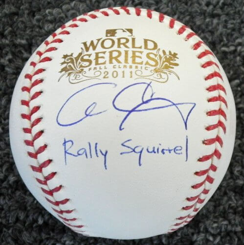 Allen Craig Signed Autographed 2011 World Series Baseball w/Rally Squirrel - CRABSB103 - Allen Craig Signed Autographed 2011 World Series Baseball w/Rally Squirrel product image
