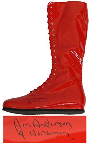 Arn Anderson Signed Red Wrestling Boot w/4 Horsemen - ANDSHO500 - Arn Anderson Signed Red Wrestling Boot w/4 Horsemen product image