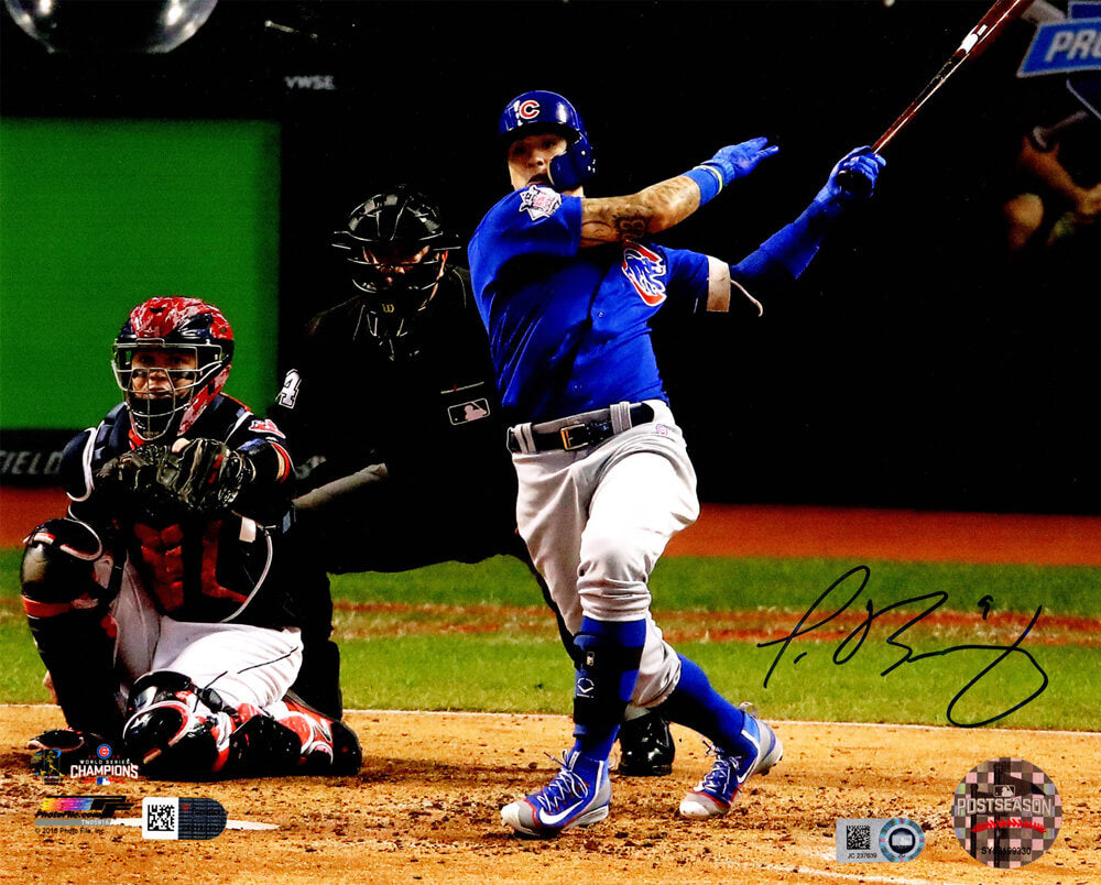 Javier Baez Signed Chicago Cubs 2016 World Series Batting Action 8x10 Photo - BAE08P102 - Javier Baez Signed Chicago Cubs 2016 World Series Batting Action 8x10 Photo product image