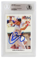 Carlos Baerga Signed Cleveland Indians 1990 Leaf Rookie Baseball Trading Card #443 - (Beckett Encapsulated) - BAECAR102 - Carlos Baerga Signed Cleveland Indians 1990 Leaf Rookie Baseball Trading Card #443 - (Beckett Encapsulated) product image