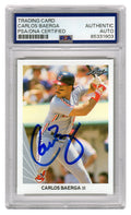 Carlos Baerga Signed Cleveland Indians 1990 Leaf Rookie Baseball Card #443 - (PSA/DNA Encapsulated) - BAECAR106 - Carlos Baerga Signed Cleveland Indians 1990 Leaf Rookie Baseball Card #443 - (PSA/DNA Encapsulated) product image