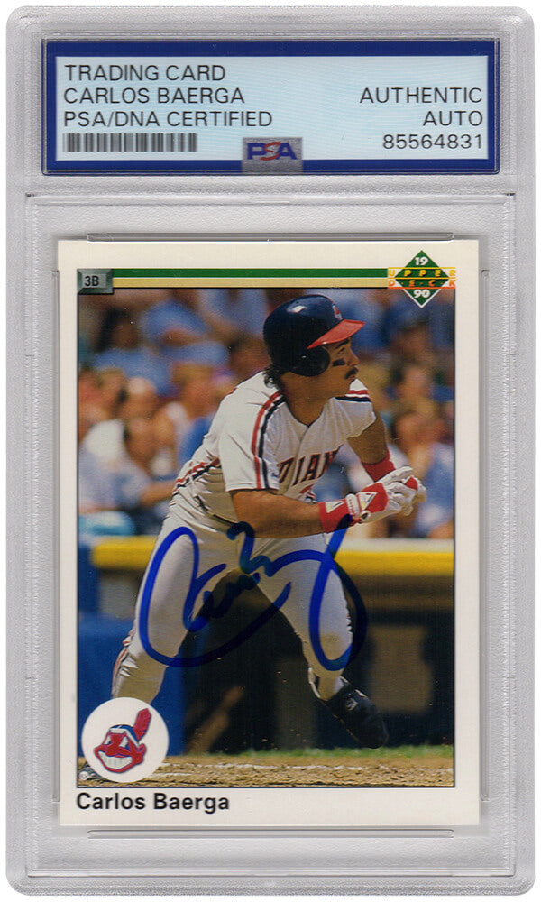 Carlos Baerga Signed 1990 Upper Deck Rookie Baseball Trading Card #737 - (PSA Encapsulated) - BAECAR107 - Carlos Baerga Signed 1990 Upper Deck Rookie Baseball Trading Card #737 - (PSA Encapsulated) product image