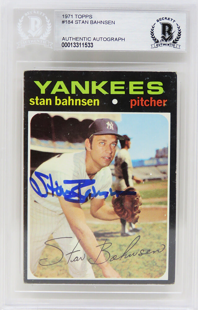 Stan Bahnsen Signed New York Yankees 1971 Topps Baseball Card #184 - (Beckett Encapsulated) - BAHCAR101 - Stan Bahnsen Signed New York Yankees 1971 Topps Baseball Card #184 - (Beckett Encapsulated) product image