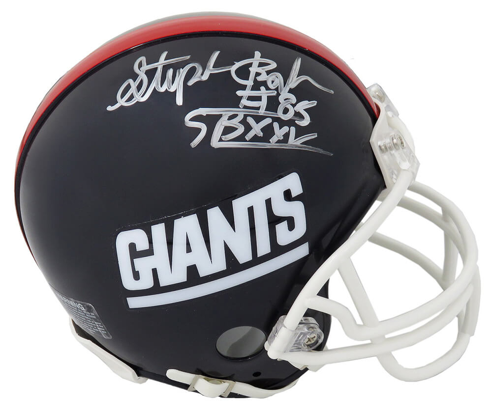 Stephen Baker Signed New York Giants Throwback Riddell Mini Helmet w/SB XXV - BAKMIN300 - Stephen Baker Signed New York Giants Throwback Riddell Mini Helmet w/SB XXV product image