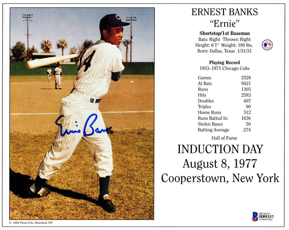 Ernie Banks Signed Chicago Cubs Hall of Fame Induction Day 8x10 Photo - BAN08P105 - Ernie Banks Signed Chicago Cubs Hall of Fame Induction Day 8x10 Photo product image