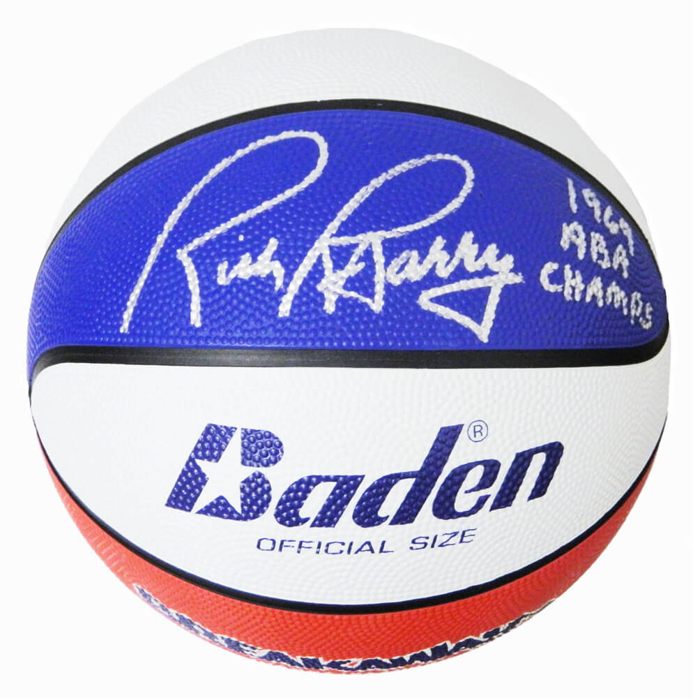 Rick Barry Signed Red, White & Blue Basketball w/69 ABA Champs - BARBSK211 - Rick Barry Signed Red, White & Blue Basketball w/69 ABA Champs product image