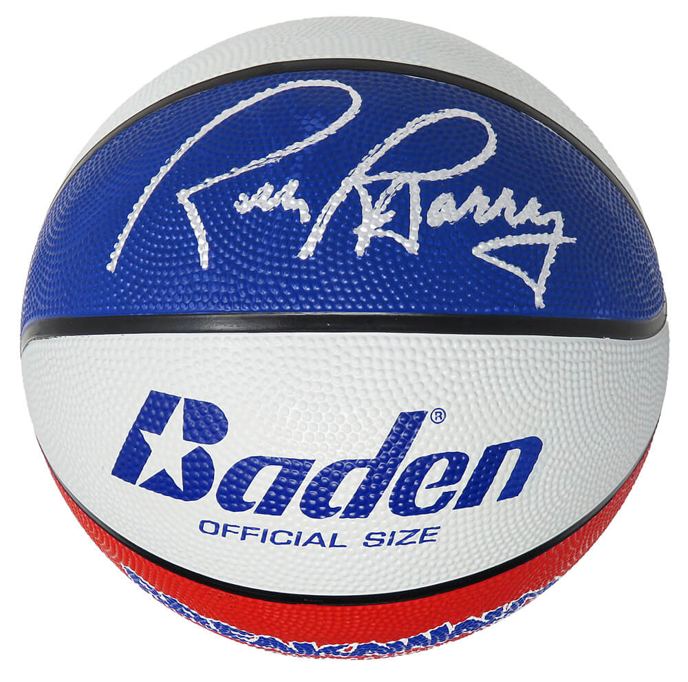 Rick Barry Signed Baden Red, White & Blue Basketball - BARBSK212 - Rick Barry Signed Baden Red, White & Blue Basketball product image
