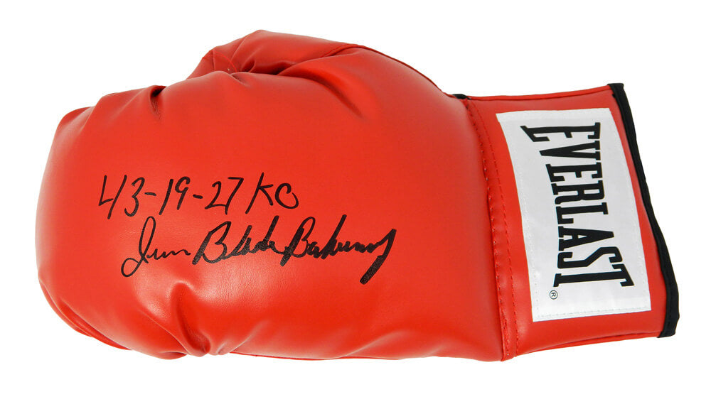 Iran Barkley Signed Everlast Red Boxing Glove w/Blade, 43-19, 27 KO's - BARGLV501 - Iran Barkley Signed Everlast Red Boxing Glove w/Blade, 43-19, 27 KO's product image