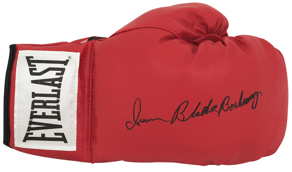 Iran Barkley Signed Everlast Red Full Size Boxing Glove w/Blade - BARGLV503 - Iran Barkley Signed Everlast Red Full Size Boxing Glove w/Blade product image
