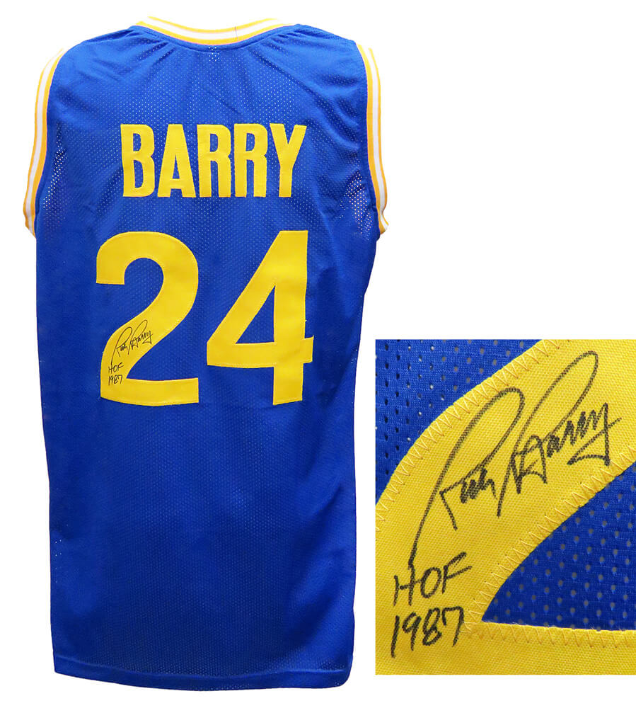 Rick Barry Signed Blue Custom Basketball Jersey w/HOF'87 - BARJRY204 - Rick Barry Signed Blue Custom Basketball Jersey w/HOF'87 product image