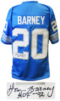 Lem Barney Signed Blue Custom Football Jersey w/HOF'92 - BARJRY302 - Lem Barney Signed Blue Custom Football Jersey w/HOF'92 product image