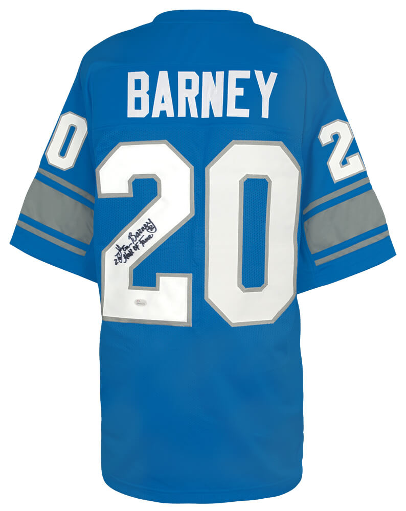 Lem Barney Signed Blue Throwback Custom Football Jersey w/Hall of Fame'92 - (JSA) - BARJRY303 - Lem Barney Signed Blue Throwback Custom Football Jersey w/Hall of Fame'92 - (JSA) product image