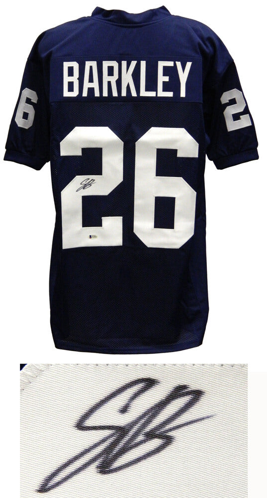 Saquon Barkley Signed Navy Custom College Football Jersey (Beckett) - BARJRY311 - Saquon Barkley Signed Navy Custom College Football Jersey (Beckett) product image