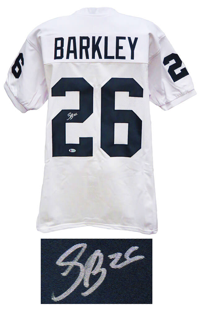 Saquon Barkley Signed White Custom College Football Jersey (Beckett) - BARJRY312 - Saquon Barkley Signed White Custom College Football Jersey (Beckett) product image