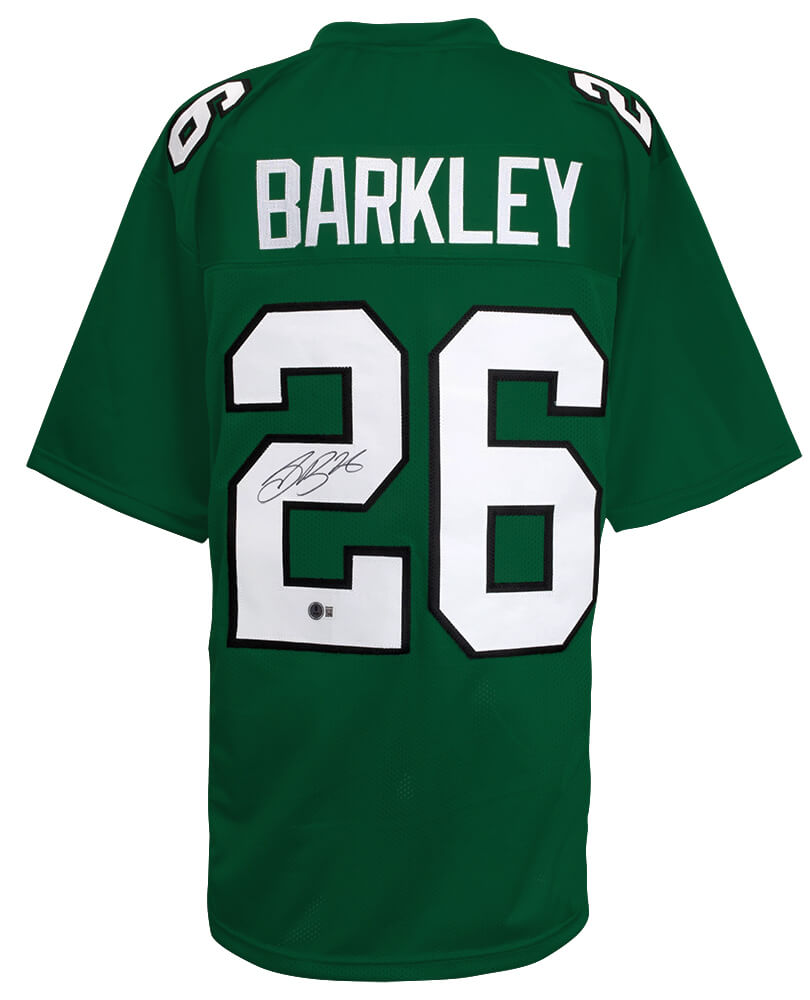 Saquon Barkley Signed Light Green Custom Football Jersey - (Beckett) - BARJRY313 - Saquon Barkley Signed Light Green Custom Football Jersey - (Beckett) product image