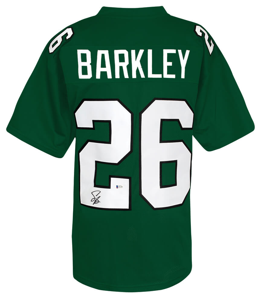Saquon Barkley Signed Light Green Custom Jersey - (Beckett COA) - BARJRY316 - Saquon Barkley Signed Light Green Custom Jersey - (Beckett COA) product image