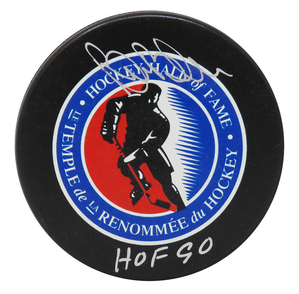 Bill Barber Signed Hall of Fame Logo Hockey Puck w/HOF'90 - BARPUC402 - Bill Barber Signed Hall of Fame Logo Hockey Puck w/HOF'90 product image