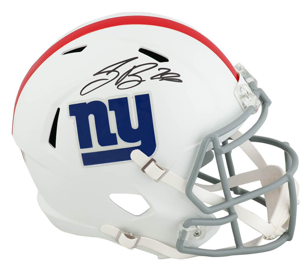 Saquon Barkley Signed New York Giants Flat White Riddell Full Size Speed Replica Helmet - (Fanatics) - BARREP301 - Saquon Barkley Signed New York Giants Flat White Riddell Full Size Speed Replica Helmet - (Fanatics) product image
