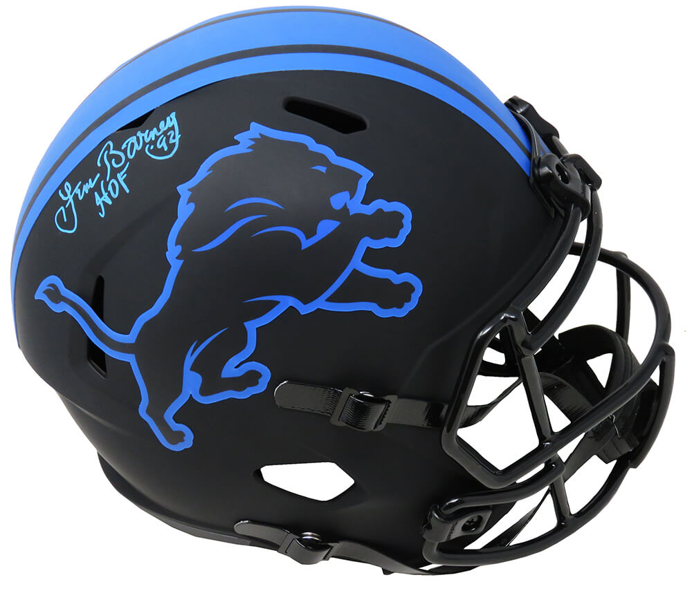 Lem Barney Signed Detroit Lions Eclipse Black Matte Riddell Full Size Speed Replica Helmet w/HOF'92 - BARREP311 - Lem Barney Signed Detroit Lions Eclipse Black Matte Riddell Full Size Speed Replica Helmet w/HOF'92 product image