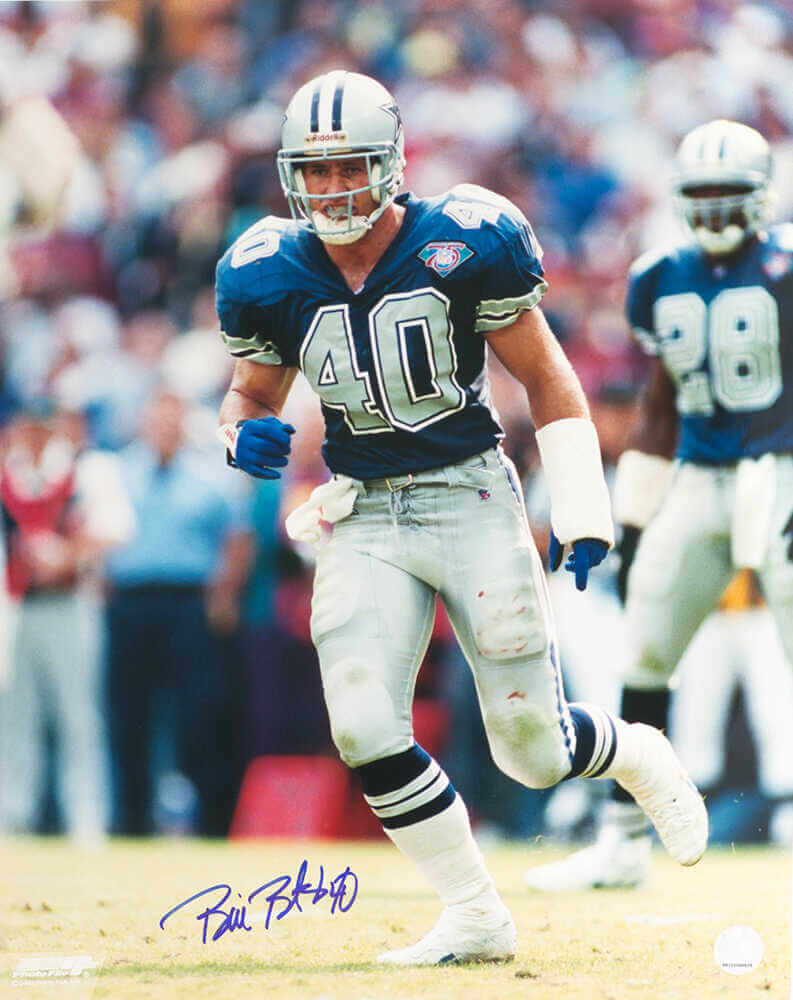 Bill Bates Signed Dallas Cowboys Navy Jersey Action 16x20 Photo - BAT16P300 - Bill Bates Signed Dallas Cowboys Navy Jersey Action 16x20 Photo product image