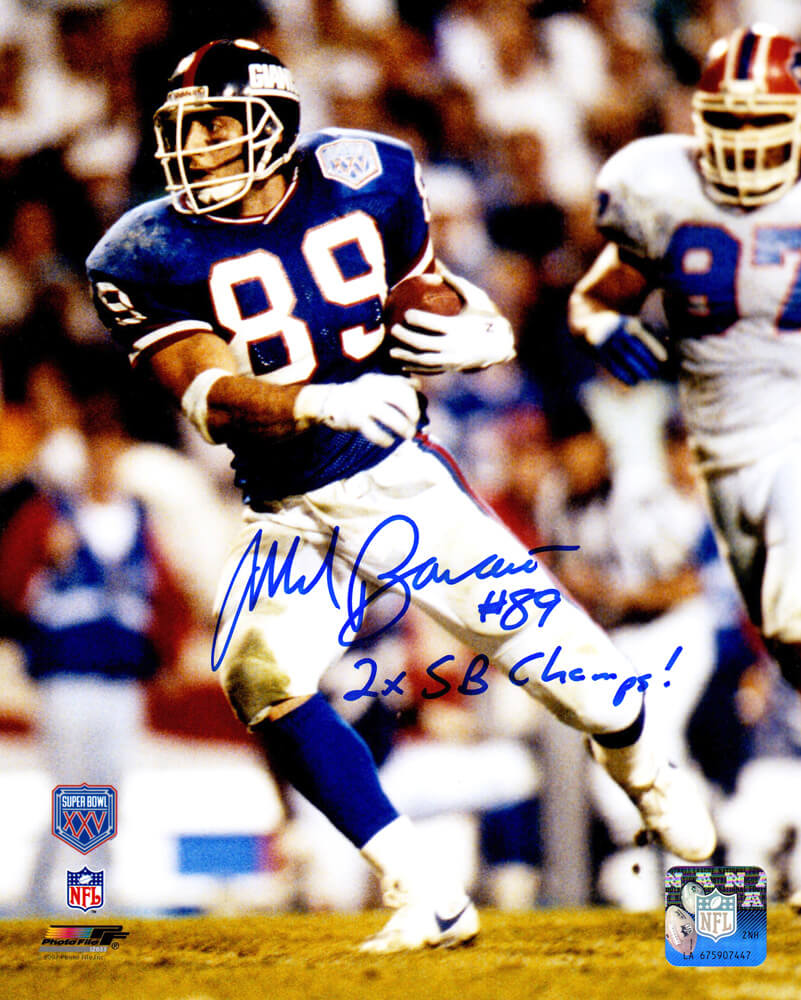 Mark Bavaro Signed New York Giants Super Bowl XXV Action 8x10 Photo w/2x SB Champs - BAV08P300 - Mark Bavaro Signed New York Giants Super Bowl XXV Action 8x10 Photo w/2x SB Champs product image