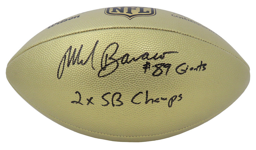 Mark Bavaro Signed Wilson Duke Gold Metallic NFL Full Size Replica Football w/2x SB Champs - BAVFTB302 - Mark Bavaro Signed Wilson Duke Gold Metallic NFL Full Size Replica Football w/2x SB Champs product image