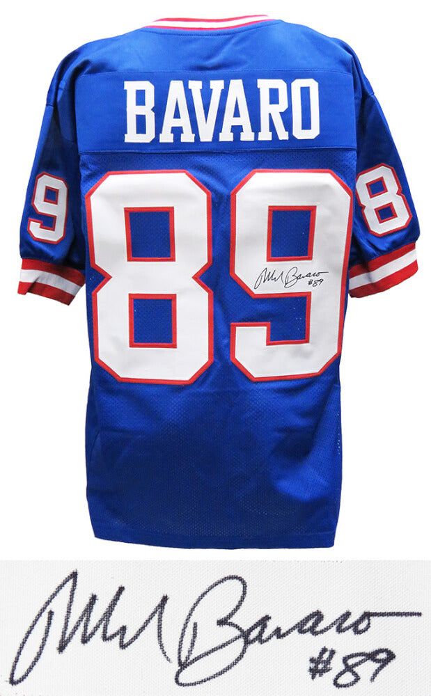 Mark Bavaro Signed Blue Throwback Custom Football Jersey - BAVJRY300 - Mark Bavaro Signed Blue Throwback Custom Football Jersey product image