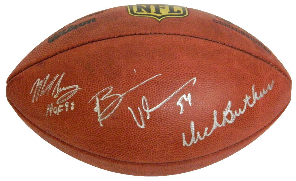 Dick Butkus & Mike Singletary & Brian Urlacher Signed Wilson Duke NFL Football - BEAFTB300 - Dick Butkus & Mike Singletary & Brian Urlacher Signed Wilson Duke NFL Football product image