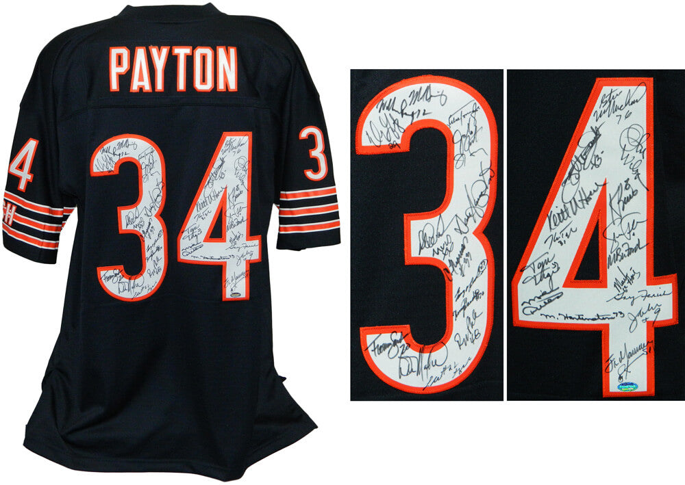 1985 Bears Team Signed Chicago Bears Walter Payton #34 Navy Mitchell & Ness Premier Jersey (31 Sigs) - BEAJRY311 - 1985 Bears Team Signed Chicago Bears Walter Payton #34 Navy Mitchell & Ness Premier Jersey (31 Sigs) product image