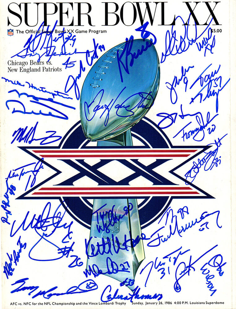 1985 Chicago Bears Team Signed Super Bowl XX Program (28 Sigs) - BEAMAG305 - 1985 Chicago Bears Team Signed Super Bowl XX Program (28 Sigs) product image