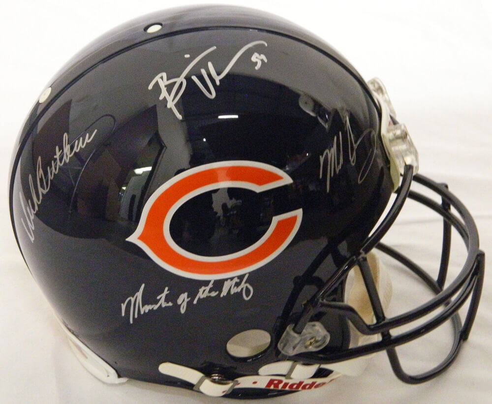 Dick Butkus, Mike Singletary & Brian Urlacher Signed Bears Auth Pro Helmet w/Monsters Of The Midway - BEAPRO304 - Dick Butkus, Mike Singletary & Brian Urlacher Signed Bears Auth Pro Helmet w/Monsters Of The Midway product image