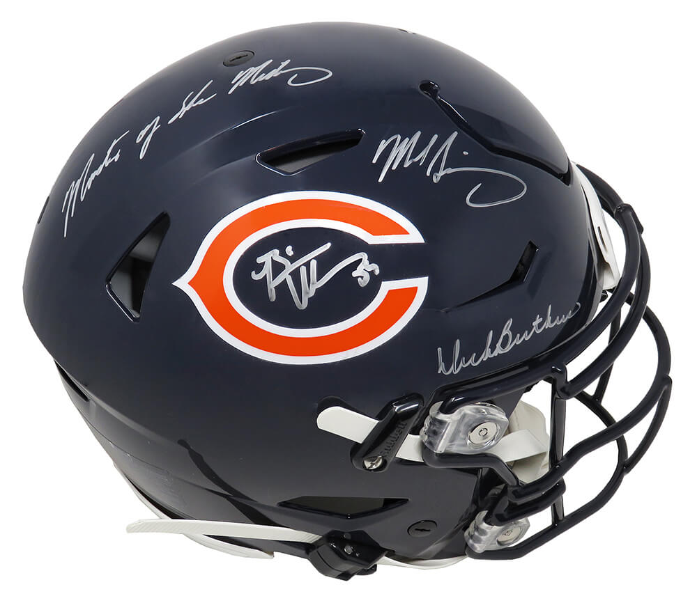 Dick Butkus, Mike Singletary & Brian Urlacher Signed Chicago Bears Riddell SpeedFlex Authentic Football Helmet w/Monsters of the Midway - BEAPRO306 - Dick Butkus, Mike Singletary & Brian Urlacher Signed Chicago Bears Riddell SpeedFlex Authentic Football Helmet w/Monsters of the Midway product image