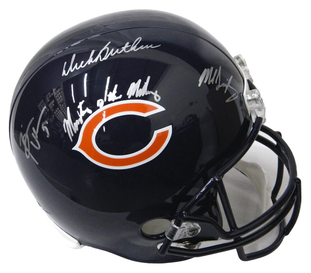 Dick Butkus, Mike Singletary & Brian Urlacher Signed Chicago Bears Full Size Replica Helmet w/Monsters Of The Midway - BEAREP304 - Dick Butkus, Mike Singletary & Brian Urlacher Signed Chicago Bears Full Size Replica Helmet w/Monsters Of The Midway product image