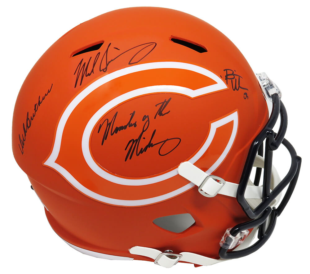 Dick Butkus & Mike Singletary & Brian Urlacher Signed Chicago Bears AMP Alternate Series Riddell Full Size Speed Replica Helmet w/Monsters of the Midway - BEAREP307 - Dick Butkus & Mike Singletary & Brian Urlacher Signed Chicago Bears AMP Alternate Series Riddell Full Size Speed Replica Helmet w/Monsters of the Midway product image