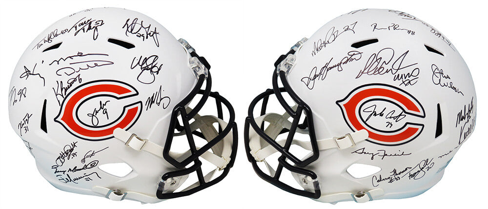 1985 Bears Team Signed Chicago Bears Flat White Matte Riddell Full Size Speed Replica Helmet LE/34 (28 Sigs) - BEAREP323 - 1985 Bears Team Signed Chicago Bears Flat White Matte Riddell Full Size Speed Replica Helmet LE/34 (28 Sigs) product image