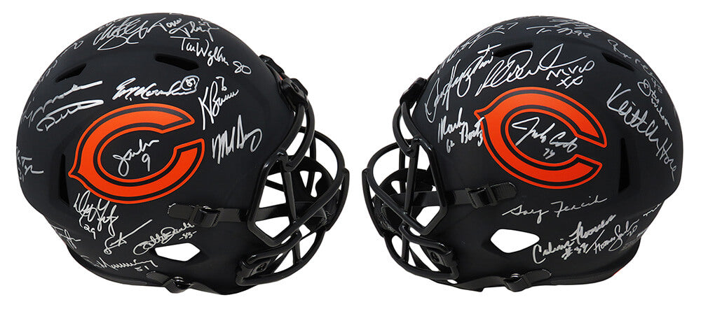 1985 Bears Team Signed Chicago Bears Eclipse Black Matte Riddell Full Size Speed Replica Helmet LE/34 (28 Sigs) - BEAREP324 - 1985 Bears Team Signed Chicago Bears Eclipse Black Matte Riddell Full Size Speed Replica Helmet LE/34 (28 Sigs) product image