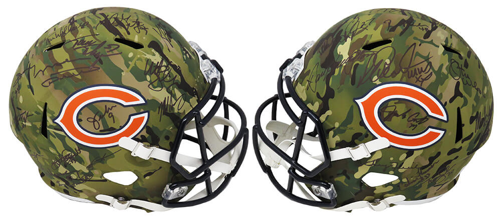 1985 Bears Team Signed Chicago Bears CAMO Riddell Speed Replica Helmet (28 Sigs) (In Black) - BEAREP326 - 1985 Bears Team Signed Chicago Bears CAMO Riddell Speed Replica Helmet (28 Sigs) (In Black) product image