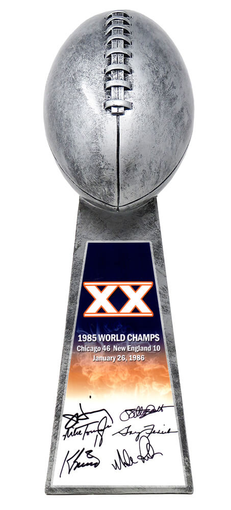 1985 Bears Multi Signed Football World Champion 15 Inch Replica Silver Trophy w/6 Signatures - BEATRO310 - 1985 Bears Multi Signed Football World Champion 15 Inch Replica Silver Trophy w/6 Signatures product image