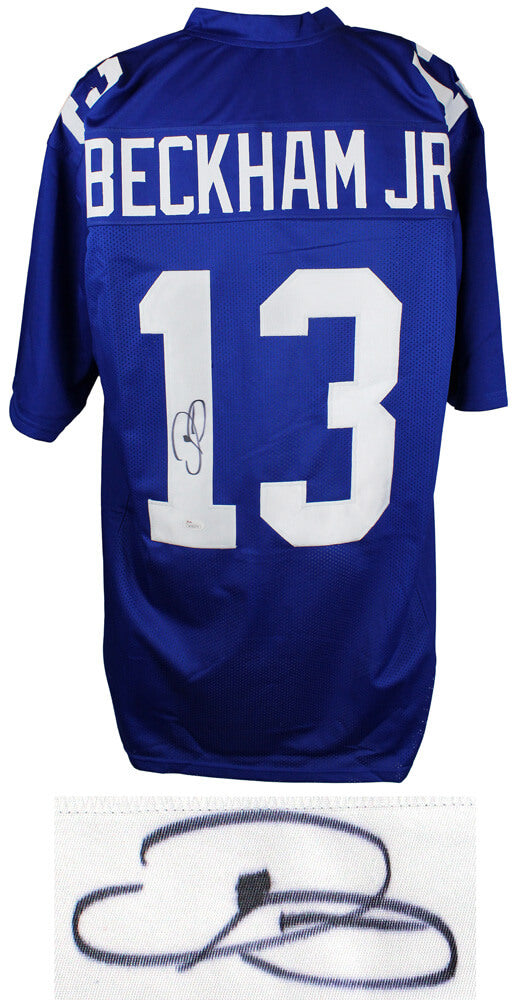 Odell Beckham Jr Signed Blue Custom Football Jersey (JSA) - BECJRY300 - Odell Beckham Jr Signed Blue Custom Football Jersey (JSA) product image