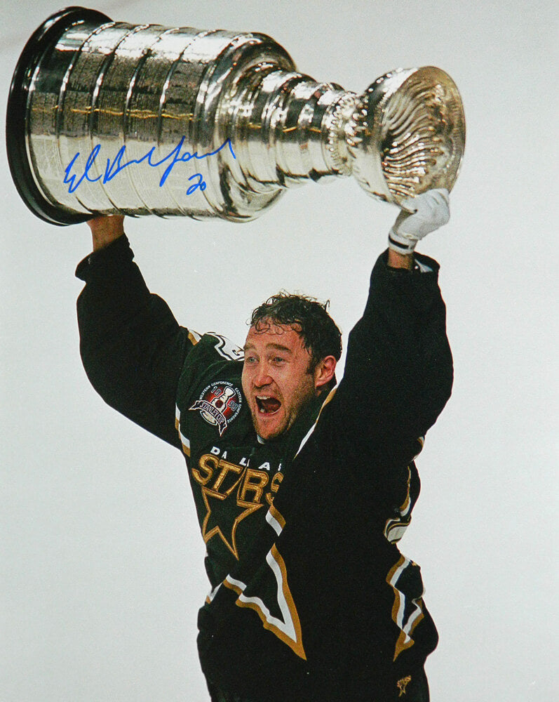 Ed Belfour Signed  Dallas Stars 1999 Stanley Cup Trophy 16x20 Photo - BEL16P401 - Ed Belfour Signed Dallas Stars 1999 Stanley Cup Trophy 16x20 Photo product image