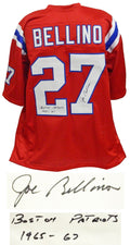 Joe Bellino Signed Red Throwback Custom Football Jersey w/Boston Patriots 1965-67 - BELJRY301 - Joe Bellino Signed Red Throwback Custom Football Jersey w/Boston Patriots 1965-67 product image