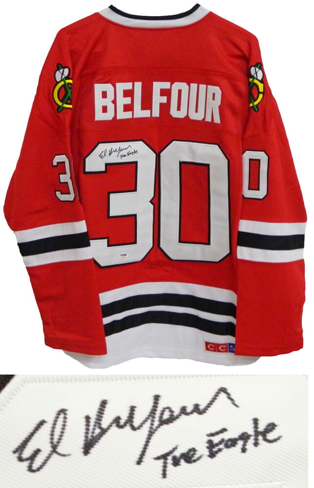 Ed Belfour Blackhawks Signed Reebok Red Jersey w/The Eagle - BELJRY400 - Ed Belfour Blackhawks Signed Reebok Red Jersey w/The Eagle product image