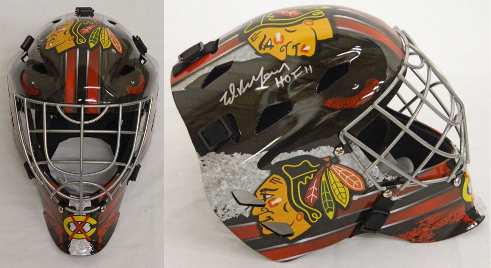 Ed Belfour Signed Chicago Blackhawks Replica Hockey Goalie Mask w/HOF 11 - BELMAS404 - Ed Belfour Signed Chicago Blackhawks Replica Hockey Goalie Mask w/HOF 11 product image
