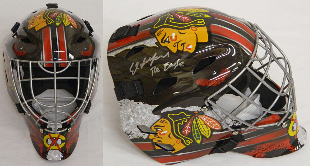 Ed Belfour Signed Chicago Blackhawks Replica Hockey Goalie Mask w/The Eagle - BELMAS405 - Ed Belfour Signed Chicago Blackhawks Replica Hockey Goalie Mask w/The Eagle product image