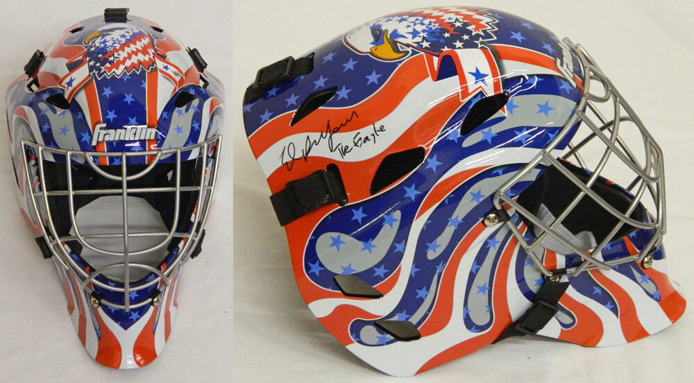 Ed Belfour Signed USA Bald Eagle Glory Logo Franklin Replica Goalie Mask w/The Eagle - BELMAS406 - Ed Belfour Signed USA Bald Eagle Glory Logo Franklin Replica Goalie Mask w/The Eagle product image